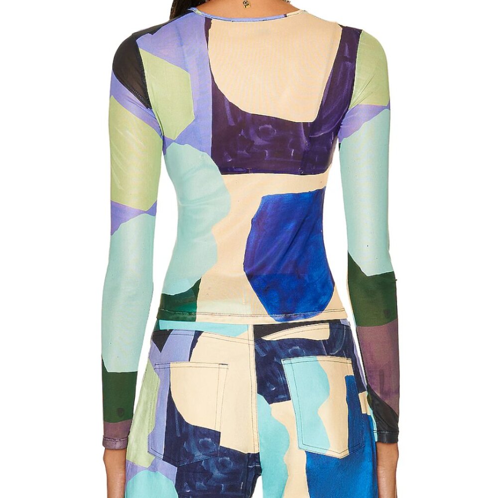 Miaou Mesh Tshirt paloma elsesser long sleeve abstraction print Blue (xsmall) - Picture 7 of 8